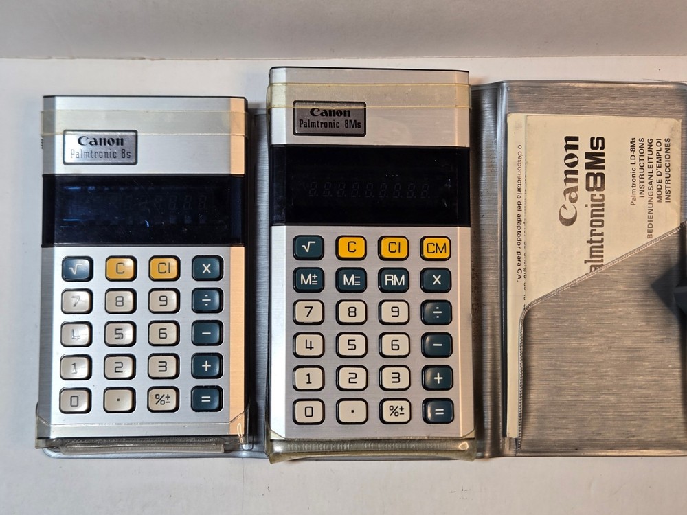 Lot 2 Canon Palmtronic 8S & 8MS Calculators - Untested
