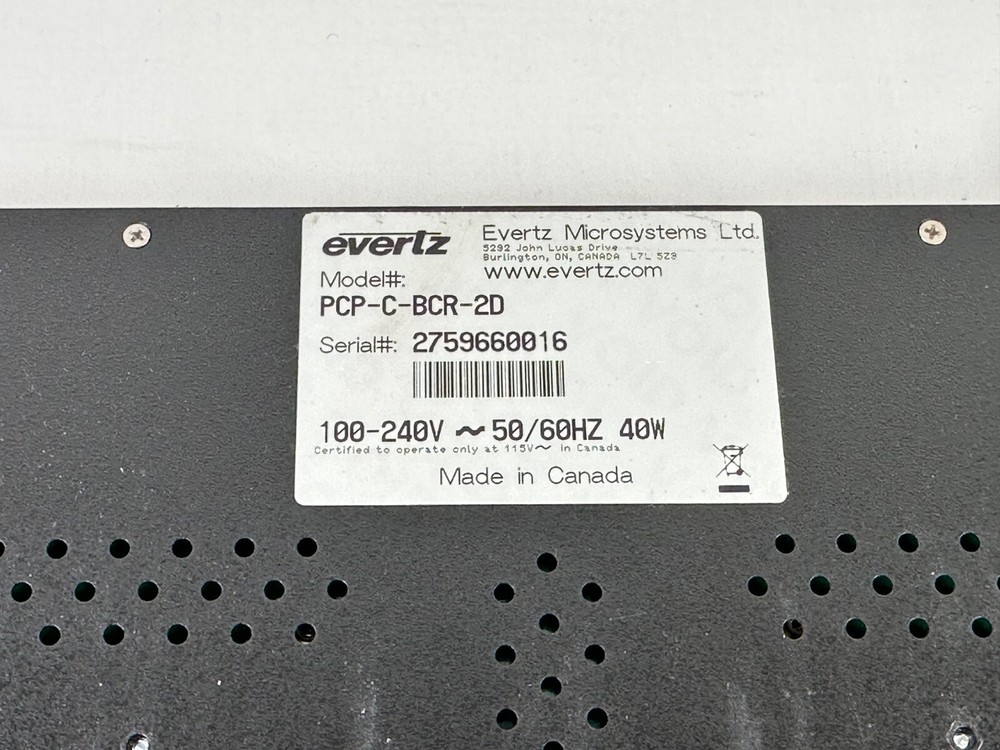 Evertz PCP-C-BCR/2D Interface Unit