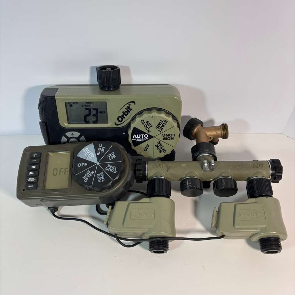 Orbit 56905 Yard Watering System & 56082 3-Outlet Irrigation Faucet Digital Time