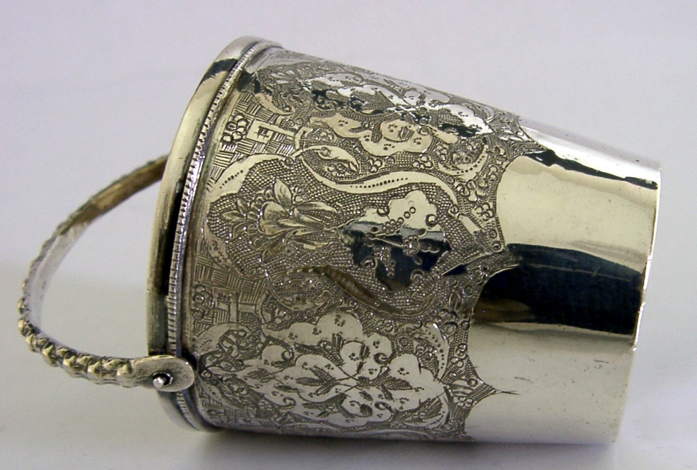 PERSIAN 84 SOLID SILVER BUCKET CUP BEAKER c1940 MIDDLE EASTERN ANTIQUE 56g