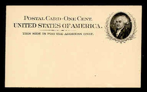 UX15 1c JOHN ADAMS MINT POSTAL CARD