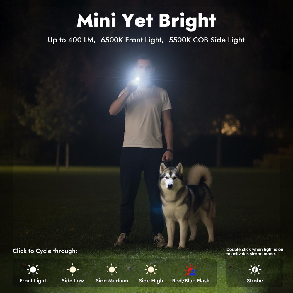 WARSUN Compact Multi-Mode Pocket LED Flashlight - 675LM, USB-C Black-1Pcs