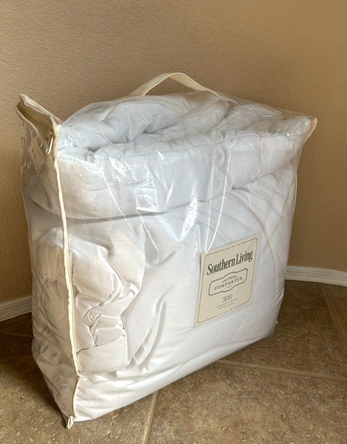 Southern Living Heirloom Sateen Comforter Full/Queen White Gorgeous $219 NIP
