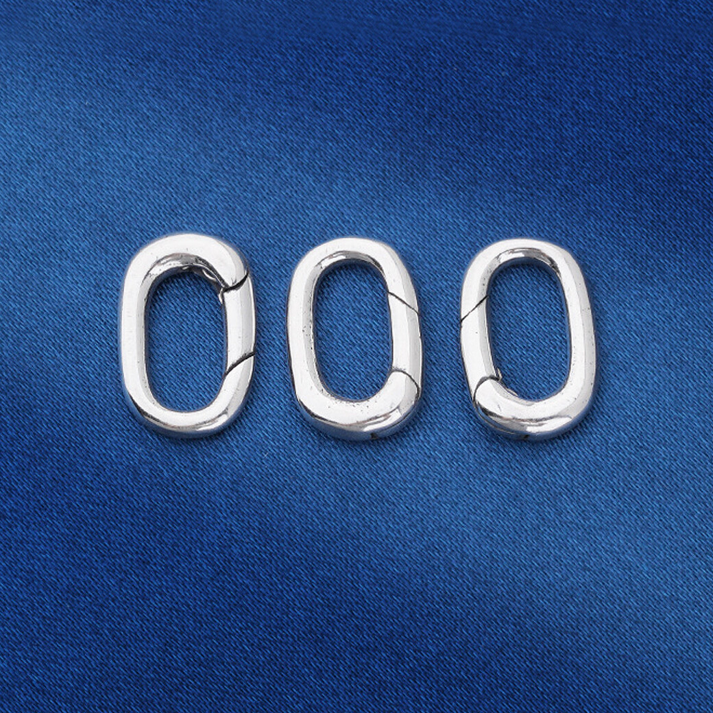 925 Sterling Silver Link Lock Oval Jump Ring Charm Pendant Clasp Bail
