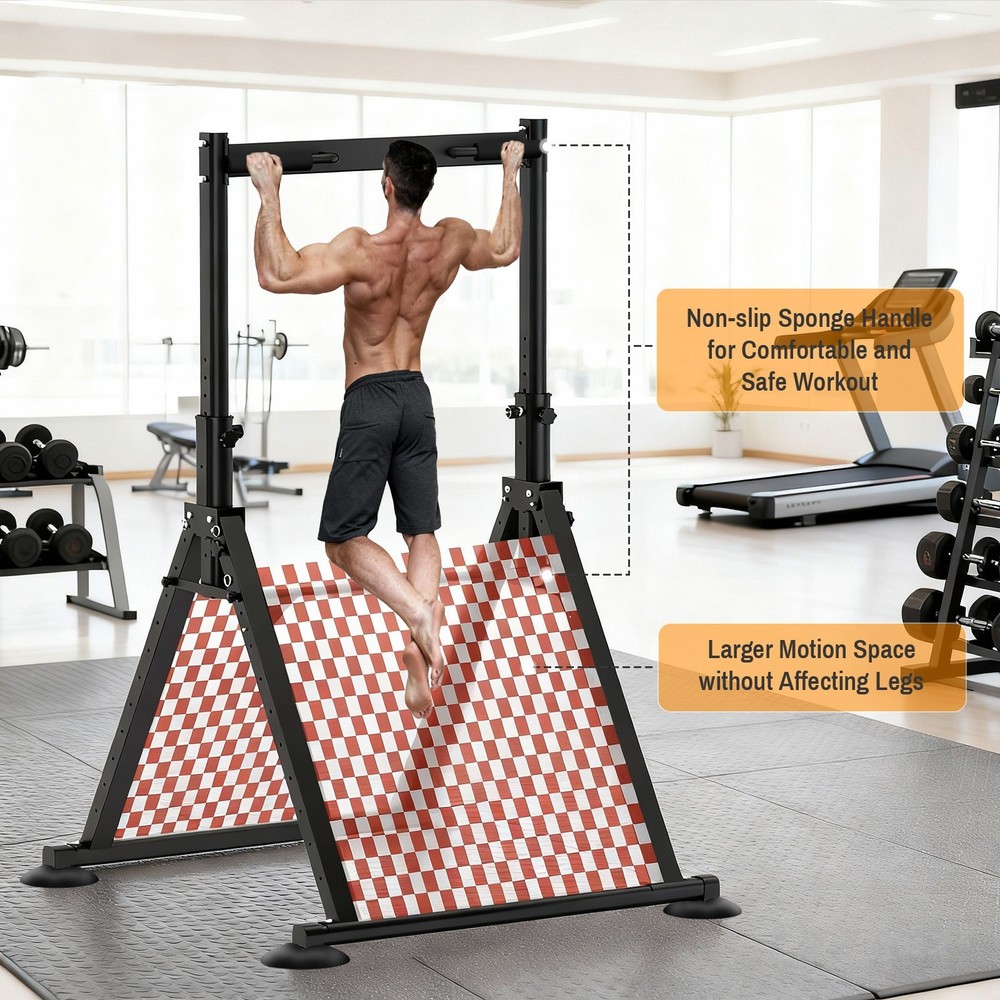 LEASBAR Power Tower Pull Up Bar Stand, Adjustable Height Pull Up Dip Station