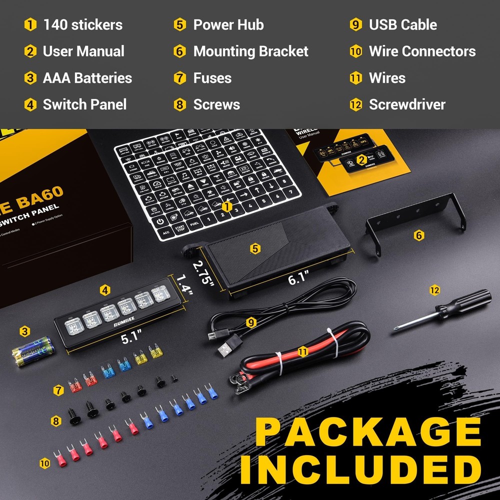 Bumbee 6 Gang Wireless Switch Panel, Multi-Function Toggle Switches, 80A High...