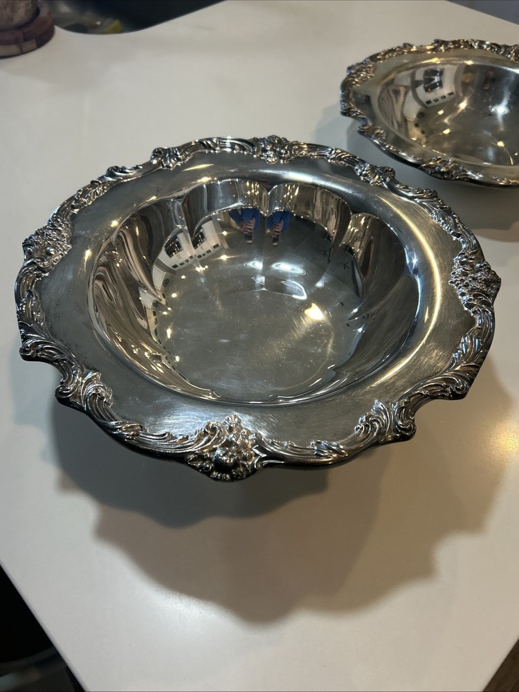 Reed Barton King Francis Silverplate Footed Centerpiece Bowl #1694 & 1671 Dish