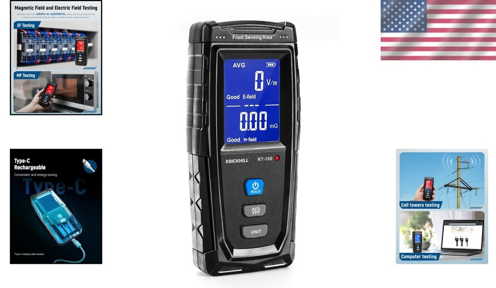 Handheld EMF Meter with LCD Display & Alarm - Detect EMF Levels Safely