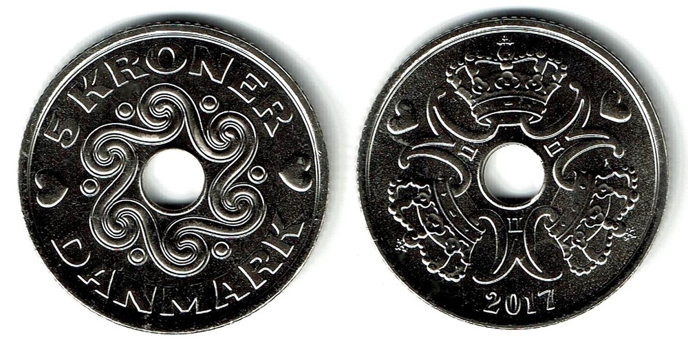 DENMARK 5 Kroner 2017 KM 869.2 UNCIRCULATED