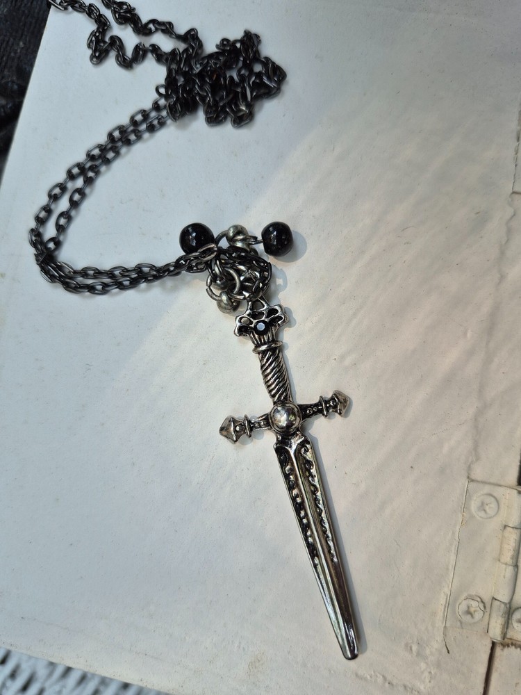 Mini Gothic Dagger Pendant Necklace Handcrafted Gothic Pagan