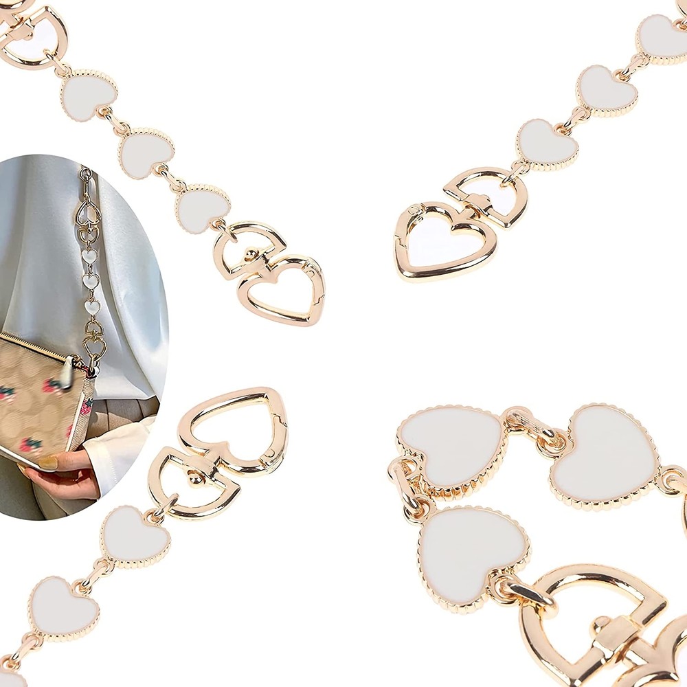 White Heart Purse Chain Extender Bag Strap Extension Accessory