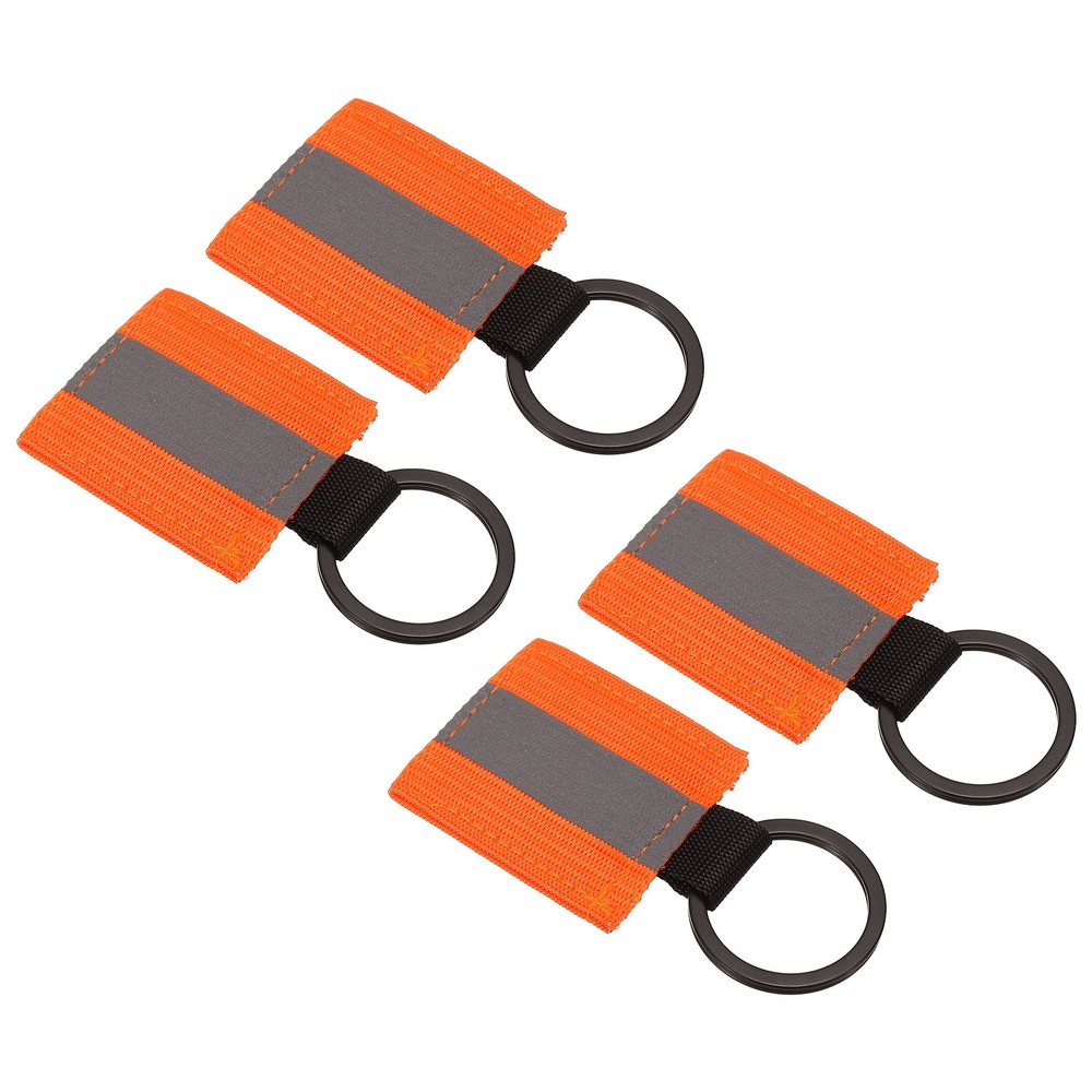 4 Pcs Reflective Keychain Tags, Reflective Zipper Pulls, Orange