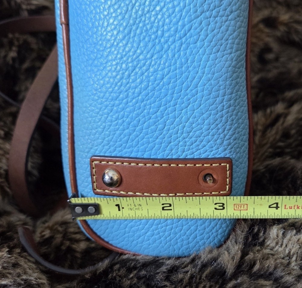 Dooney & Bourke Turquoise Pebbled Leather Backpack with Brown Trim
