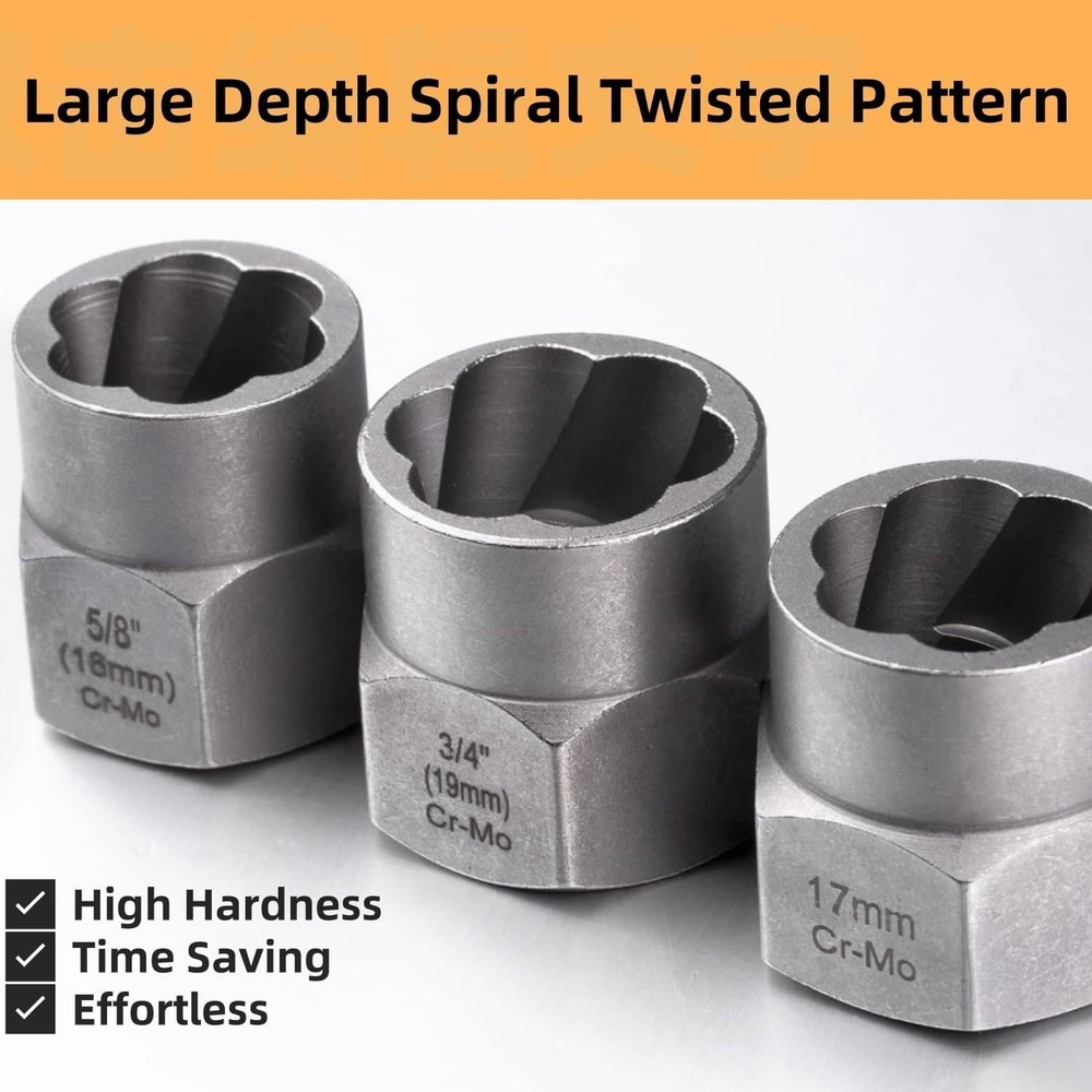 14 Pcs Nut & Bolt Extractor Kit 1/4”-3/8” Removal Tool Set Socket Remover Hex