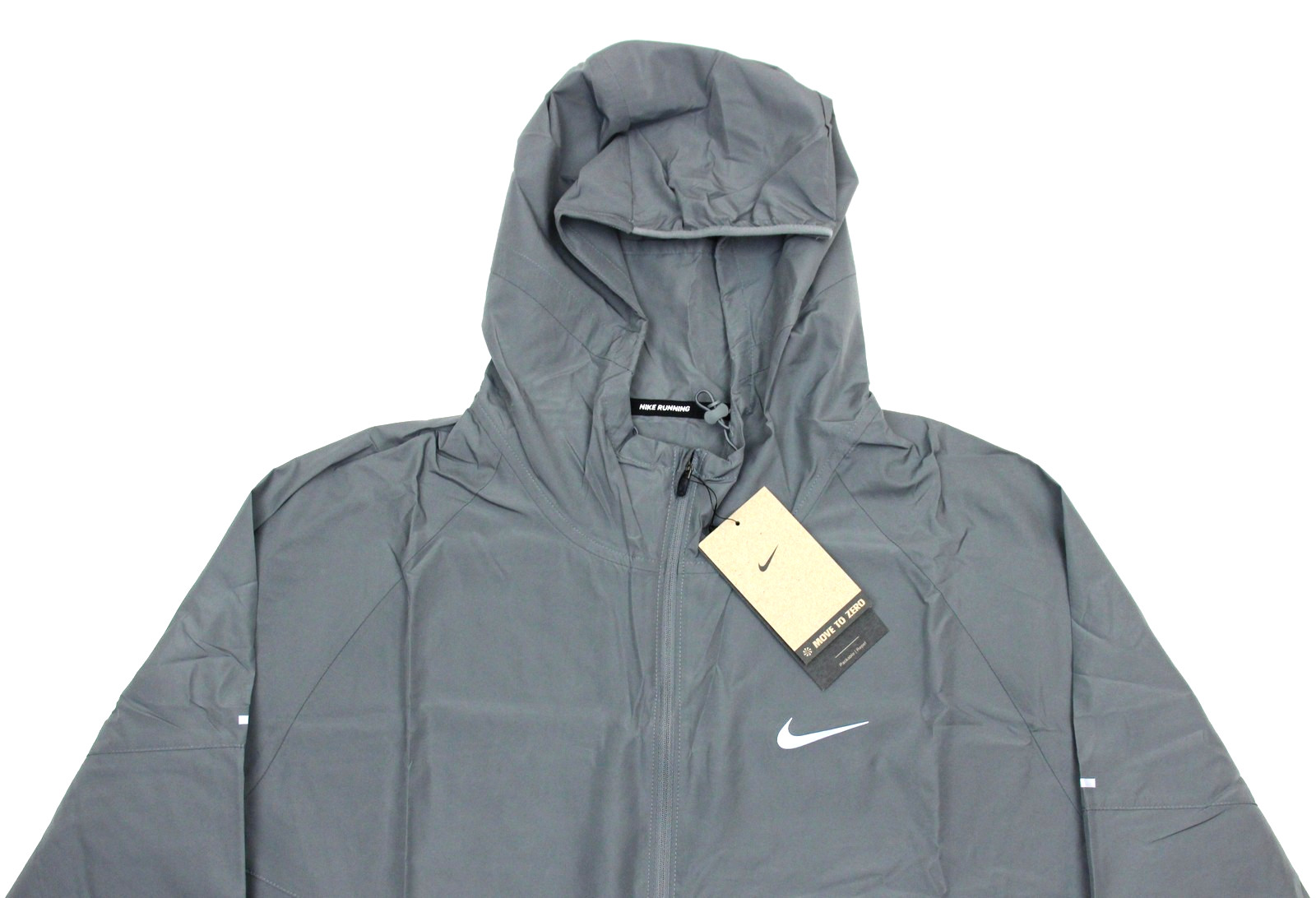 Nike Running Jacket Mens Large Gray Hooded Full Zip Windbreaker DD4746-084