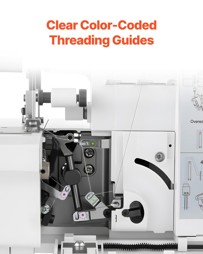 VEVOR Serger Sewing Machine Overlock Machine 1250 SPM 2-3-4 Thread Capability