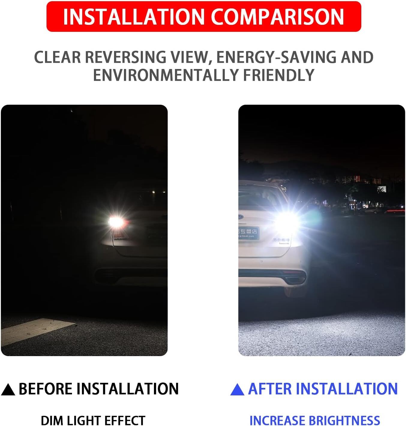 T15 921 912 LED Reverse Backup Light Bulbs W16W 916 6000K Super Bright White