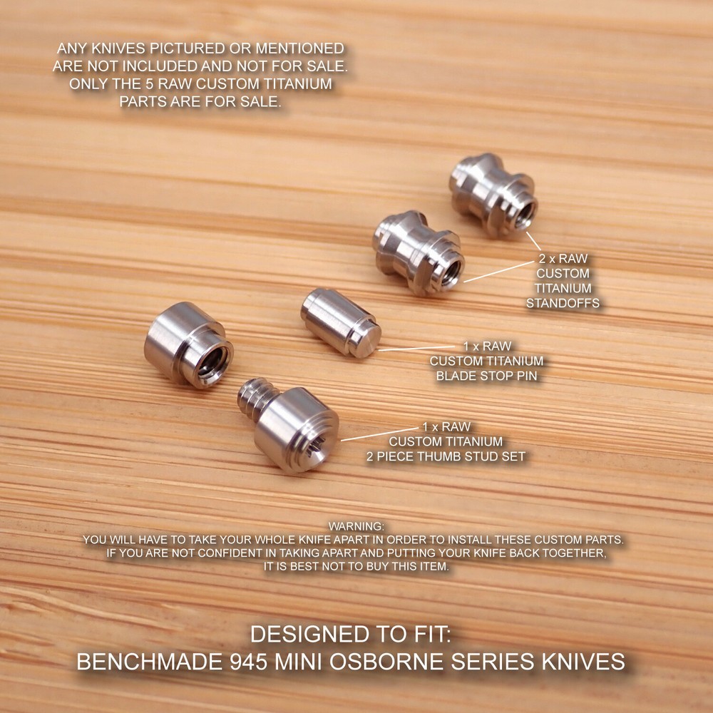 Benchmade 945 Mini Osborne Titanium Blade Stop Pin & Standoff & Thumb Stud Set