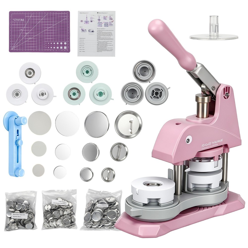 Button Maker Machine 3 Sizes DIY Pin Making Machine 1+1.25+2.25 inch 300 Button