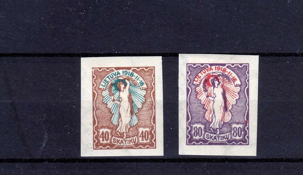 LITHUANIA  1920  Mi 69U, 72U  TWO IMPERFS    MLH*