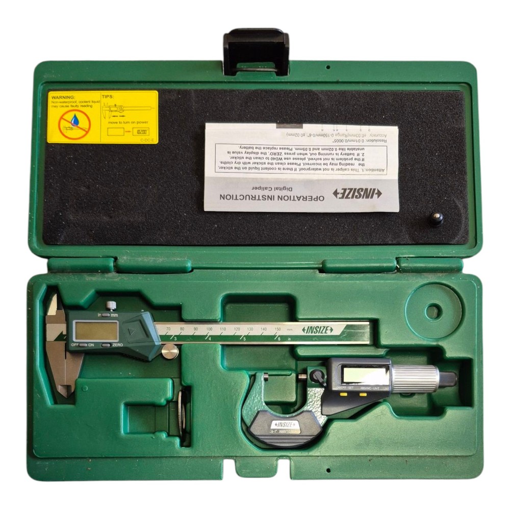 Insize 2 pc Measuring Tool Set Digital Caliper & Digital Outside Micrometer 5022