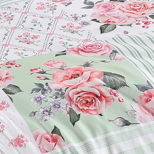 Comforter Set - Spring Floral Comforter Size Patchwork Flower Cozy Twin Green