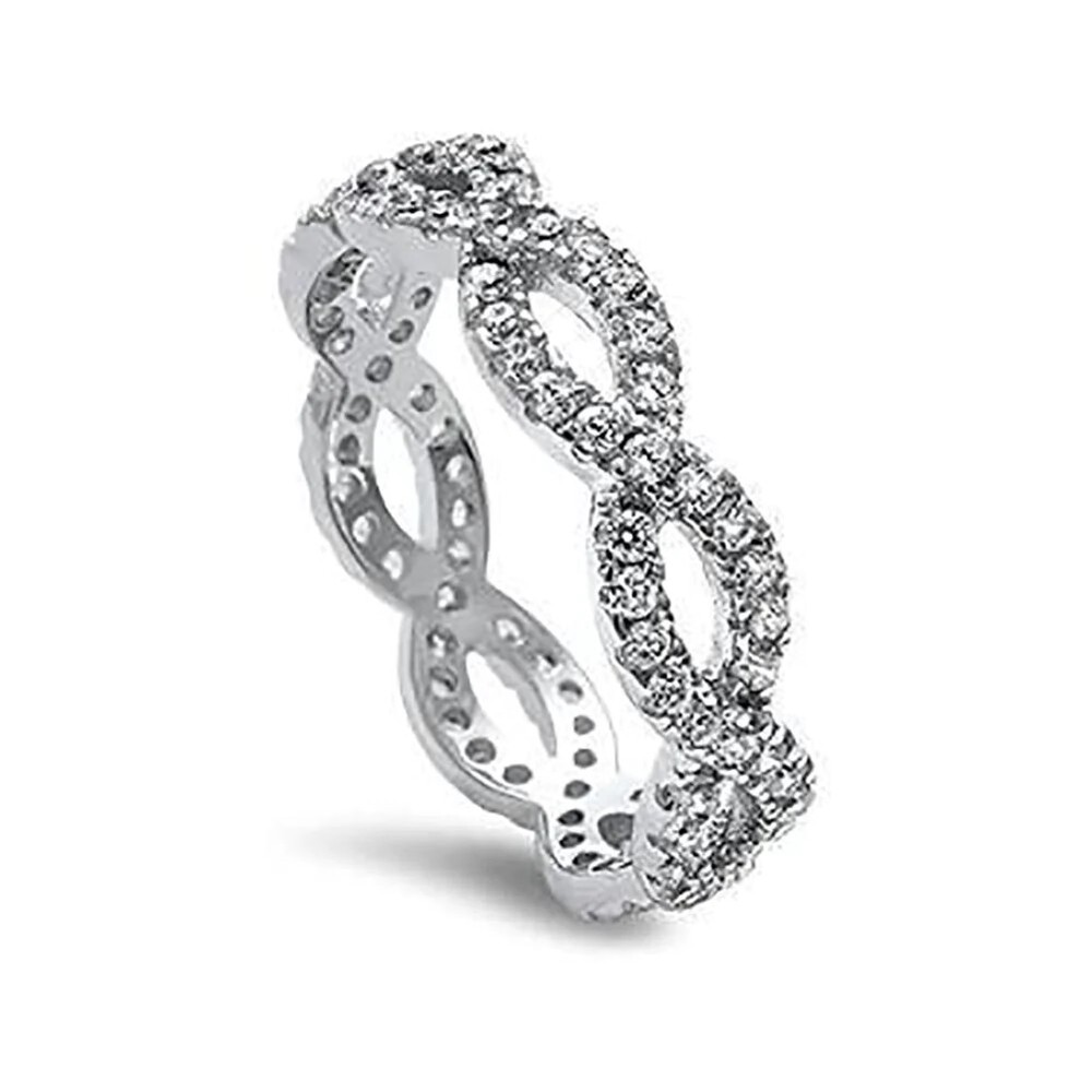 Full Eternity Infinity Engagement Ring CZ 925 Sterling Silver 10mm