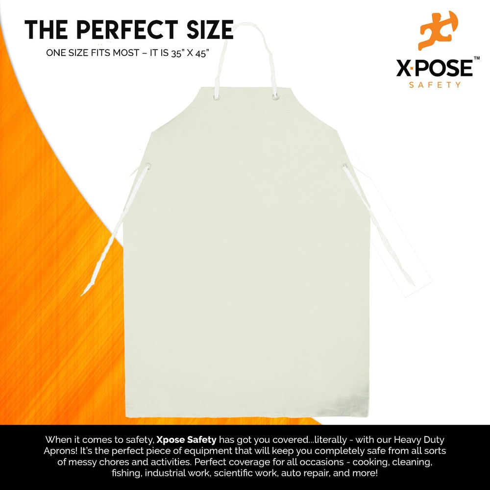 Heavy Duty Vinyl Waterproof Aprons - 1 Pack, White