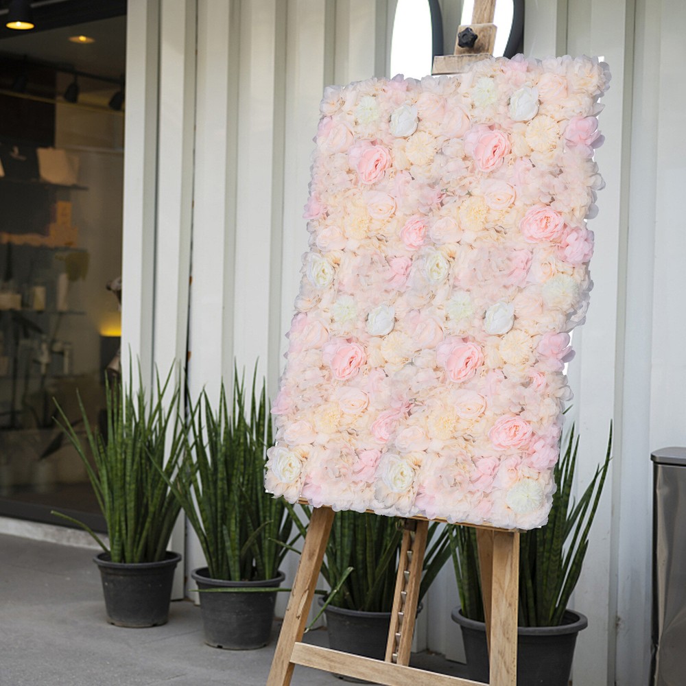 6x 60x40cm Silk Rose Artificial Flower Wall Panel Wedding Backdrop Decoration