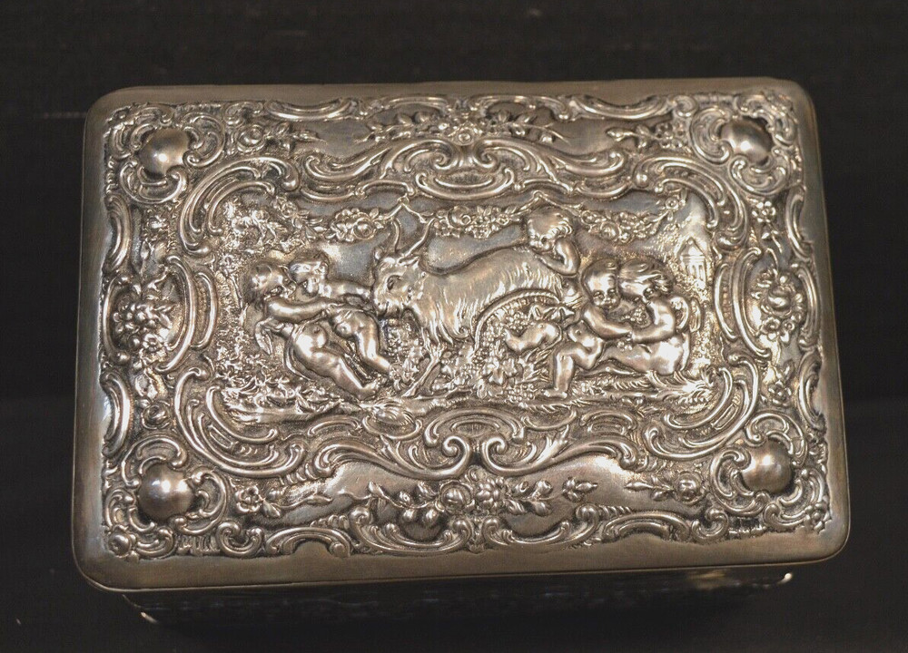 Silver Top Engraved Glass Box