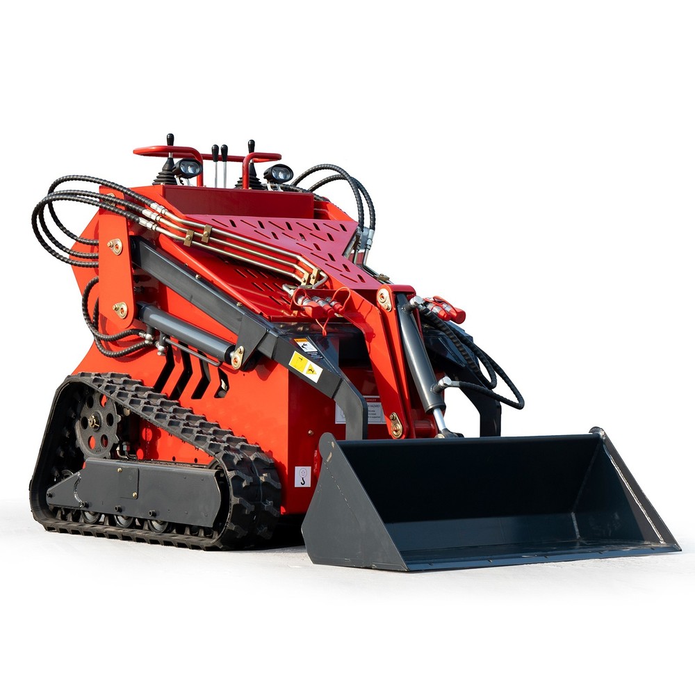 23HP Mini Skid Steer Loader + Mower Attachment with Tracks 3-Pumps Self-Leveling