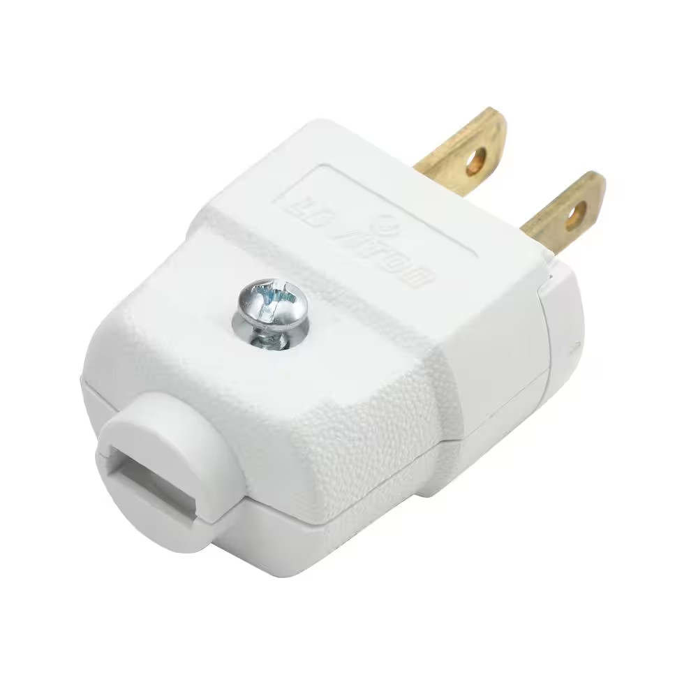 15 Amp 125-Volt 2-Pole 2-Wire Polarized Plug, White 101-WH