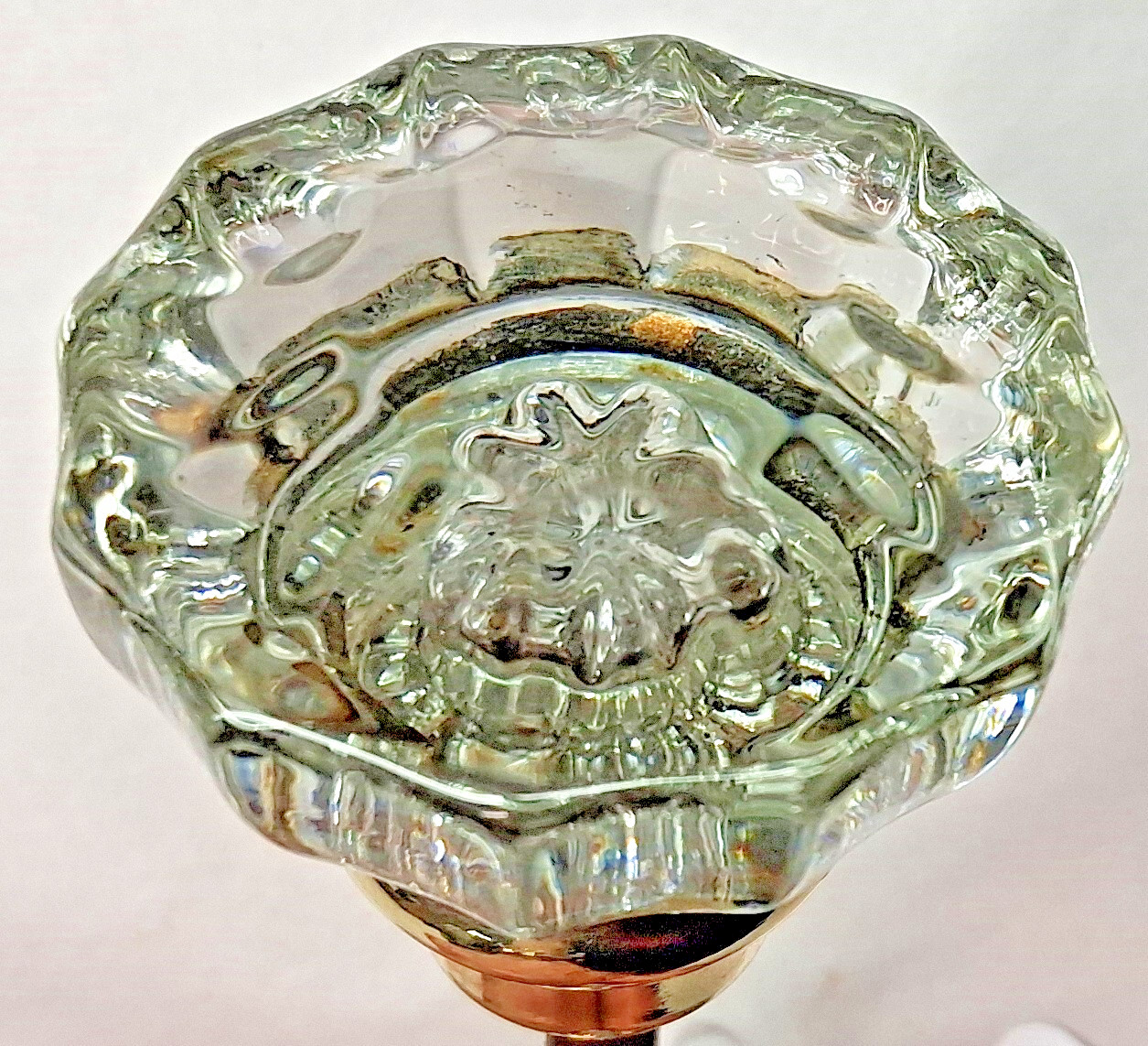 Door Knobs Vintage Glass and Brass Door Knob set (Great for Restoration Project)