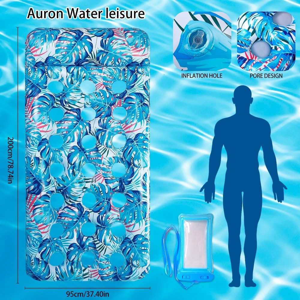 2 Pack Inflatable Pool Float Mat, Lounger, Multi-Purpose Swimming Pool Floats To