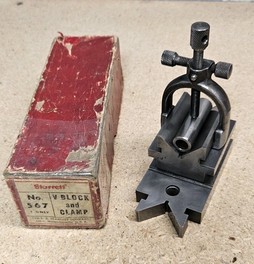 Starrett No. 567  Hardened V-Block with clamp - Made in the U.S.A.