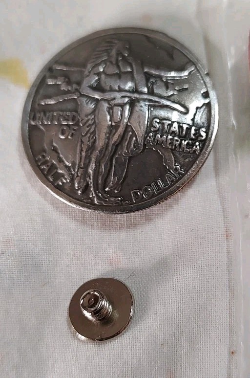 3 Pack Tandy Leather Oregon Trail Half Dollar Screw Back Conchos - 1 1/8"