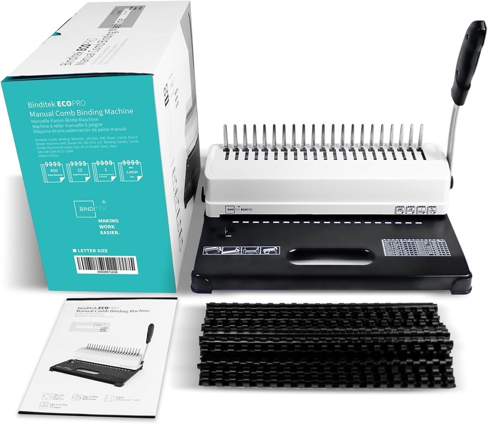 Professional Quality 19-Hole Binding Machine with Adjustable Margin & 100 Combs