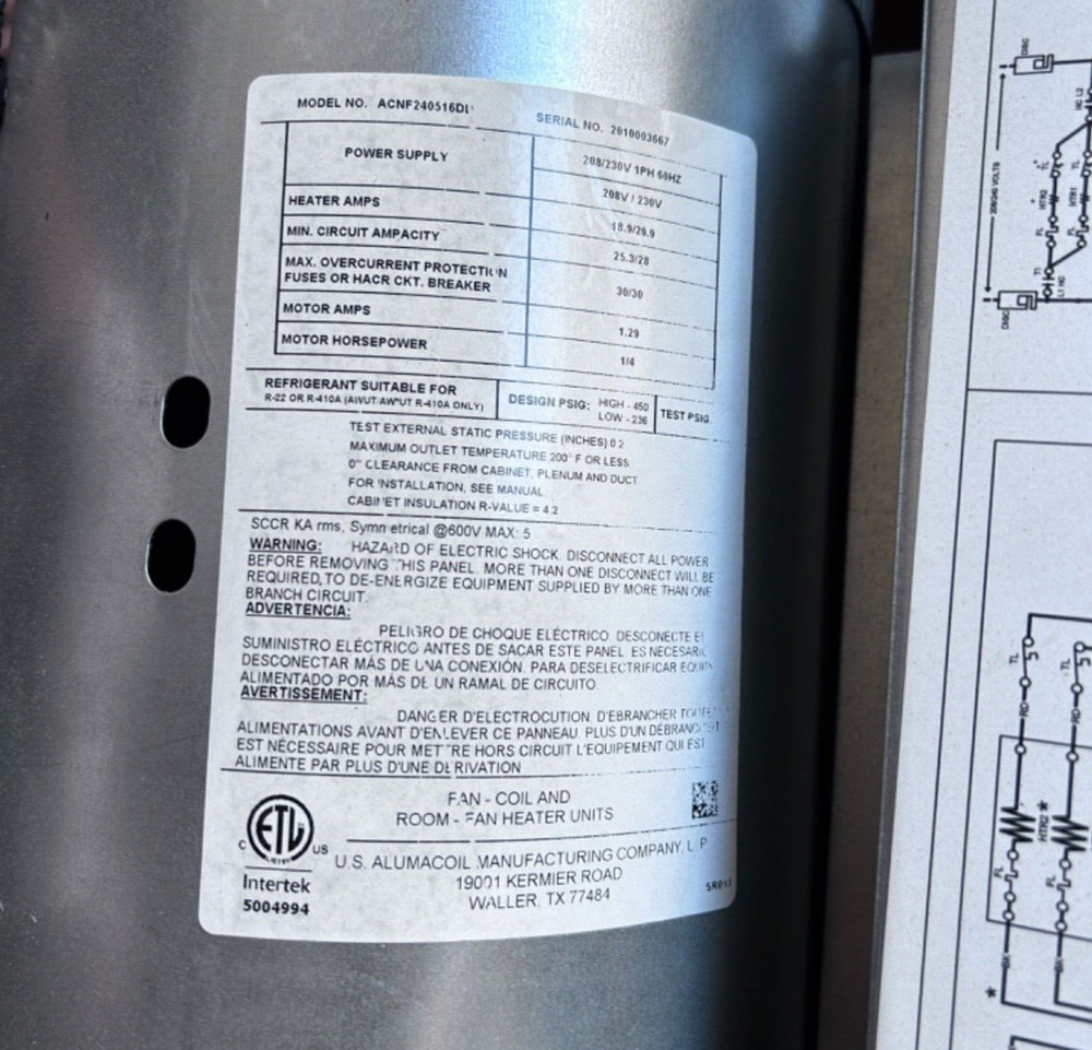 All Style Ceiling Mount Air Handler HFD30-36834G-10 with 059 Piston ACNF240516DD