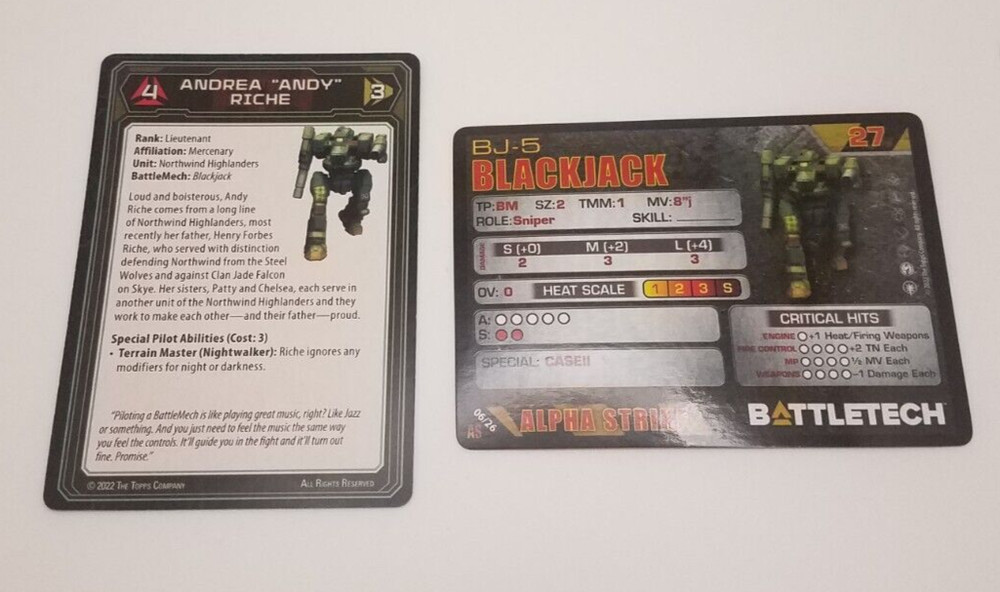 Battletech Alpha Strike - Blackjack *Mech & Cards*