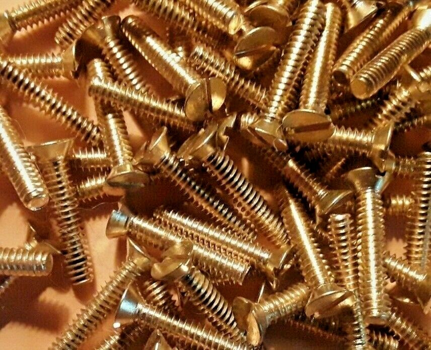 #10-24 x 3/4" FLAT HEAD SLOTTED MACHINE SCREWS SOLID BRASS (SELECT QTY)