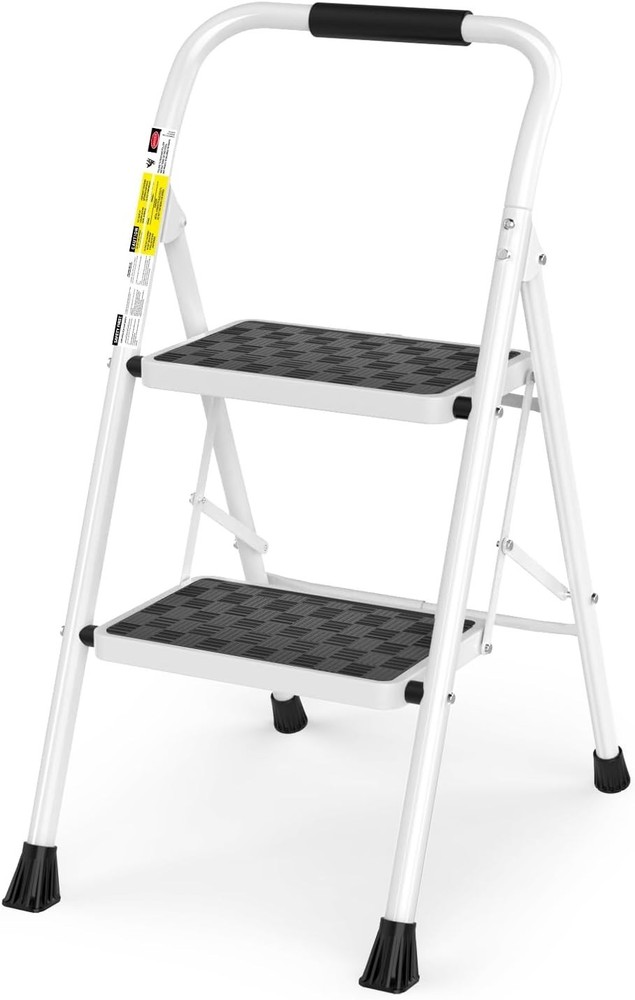 2 Step Ladder,2 Step Stool for Adults Folding Step Stool with Cushioned Handle w
