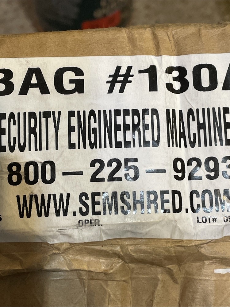 SHREDDER BAGS 130A SECURITY ENGINEERD MACHINERY
