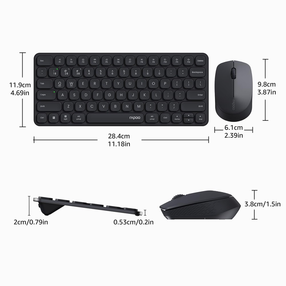 9010M Multi-Device Keyboard, Mouse Combo, 2.4GHz, Bluetooth, 4 Devices, Silent