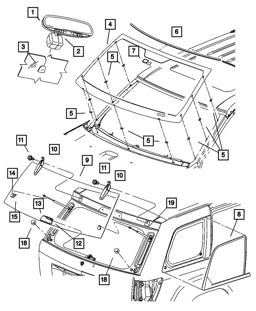 Genuine Mopar Inside Rear View Mirror 55157459AA