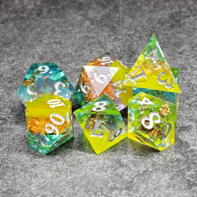 Sage's Enchanted Crystals Dreams - Sharp Edge Resin Polyhedral Dice Set
