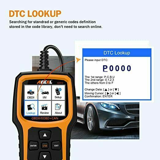 ANCEL AD410 OBD2 Scanner CAN Code Reader Car Diagnostic Tool Check Engine Fault