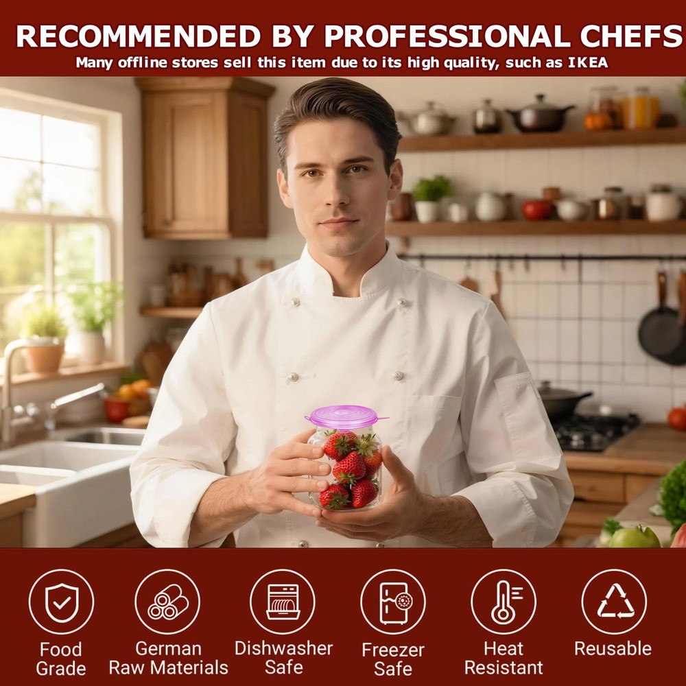GRIDAF Silicone Stretch Lids, 6 Pack 6 Sizes blue