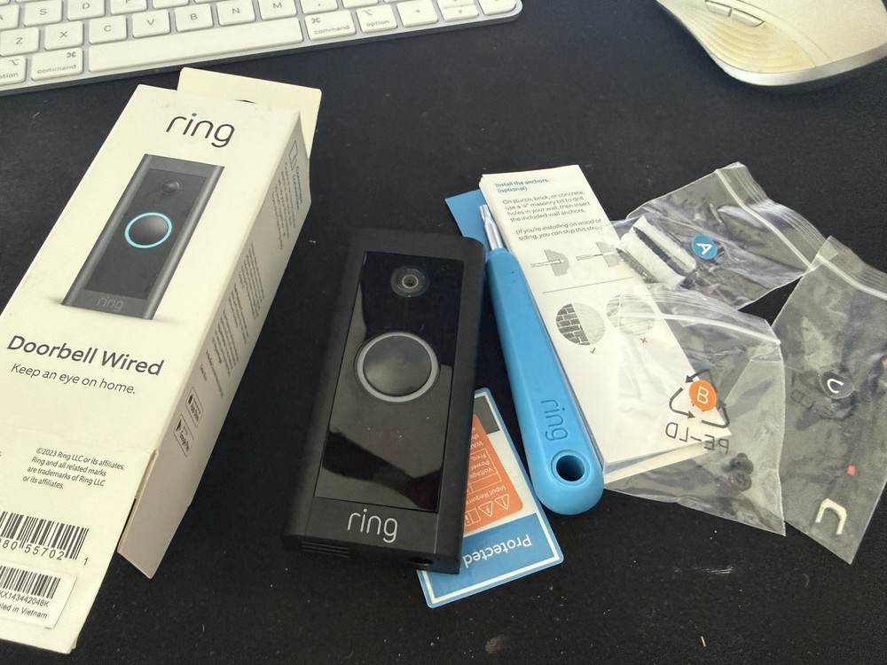 Ring HD Video Doorbell Wired Black w/Angle Bracket