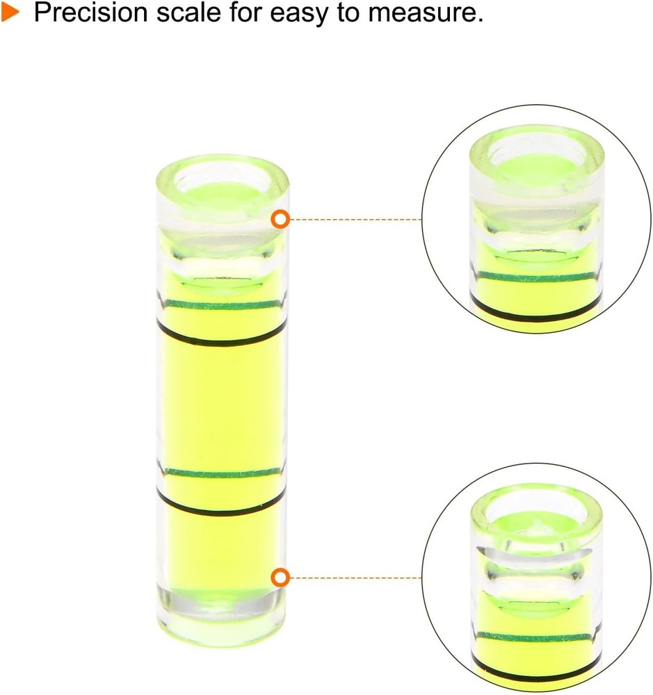 HARFINGTON 10pcs Small Cylindrical Bubble Level Vials 7x26mm PMMA Mini
