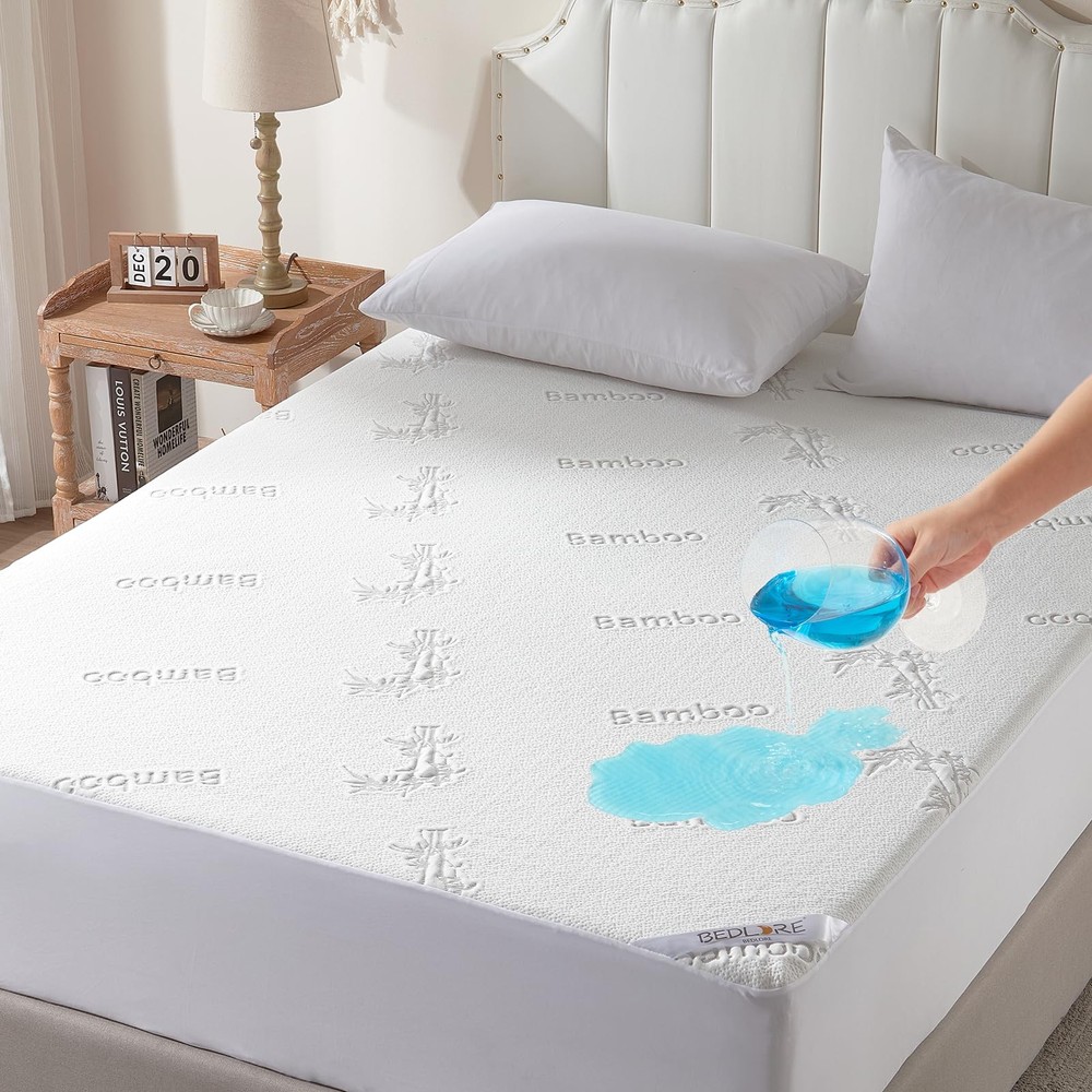BEDLORE Full Size Waterproof Mattress Protector Viscose Derived from Bamboo, Sof